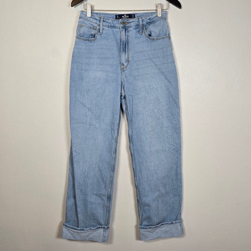 Hollister Ultra High Rise Dad Jeans Women's 28/31 Light Wash Cuffed Beachy Boho